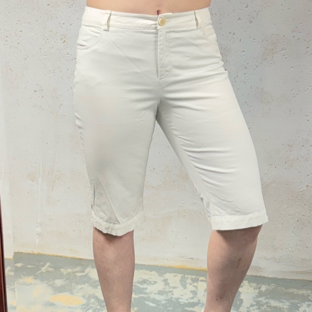 Akris Punto White Cotton Shorts Longline Inseam Size US 8